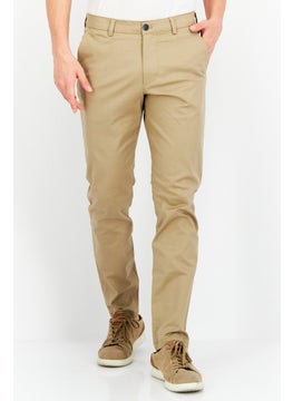 Buy Men Slim Fit Solid Chino Pants, Beige in UAE