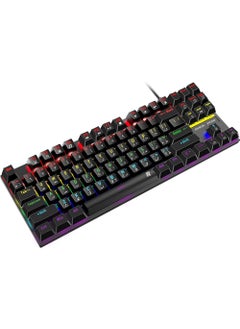 Buy English Arabic Mechanical Gaming Keyboard with RGB LED Rainbow Backlit Quick Response USB Wired E-sport Waterproof 87 Keys Keyboard for Windows/MacOS/Android PC Gamers in UAE