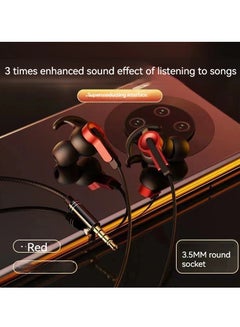 Buy E-sports gaming headset wired in-ear mobile phone noise reduction earplugs (red) in Saudi Arabia