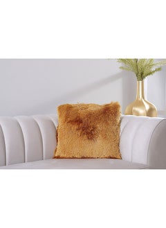 Buy Vivian Shaggy Filled Cushion Gold 45x45 cm in UAE