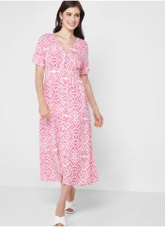 Buy Printed Button Detail Dress in UAE