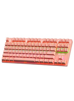 اشتري 87 Keys Wired Mechanical Keyboard Mixed Light Mechanical Keyboard with Mechanical Blue Switch Suspension Button Pink في السعودية