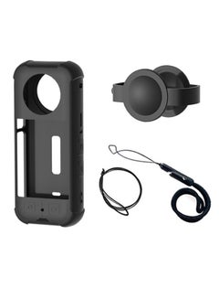 Buy Silicone Case for Insta360 X3 Camera, Scratch Proof Protector Guards, Lens Cover Cap for Insta360 X3 Action Camera Accessories (Black) in UAE