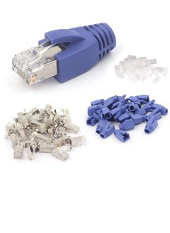 Buy Cat7 Cat6A RJ45 Pass through Connectors Shielded with Blue Boots & Load Bar in UAE