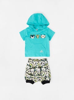 Buy Baby Unisex Tiger Print Hooded T-Shirt And Shorts Set in Saudi Arabia