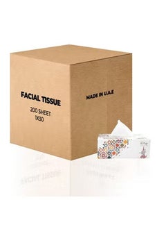 Buy Premium Quality Facial Tissue Paper Box 2 Ply x 200 Sheets Pack of 30 in UAE