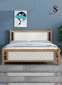 Buy Modern Wooden Bed Double Size 120x190 Cm in UAE