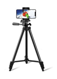 Buy Phone Tripod, 50-inch Aluminium Travel Video Tripod Stand for Phone and Camera with Bluetooth Remote Shutter and Phone Clip, Compatible with iPhone & Android Phone in UAE