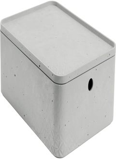 Buy Keter opbergbox met deksel, opbergmand, stapelbare mand van kunststof, betonlook, opbergdoos voor badkamer, keuken, opslag, kinderen, badmand, stabiel (34 x 25 x 13 cm, lichtgrijs) in Egypt