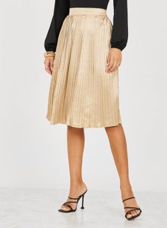 Buy Pleated Midi Skirt with Elastic Waistband in Saudi Arabia