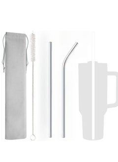 Buy 2 Pack Stainless Steel Straw Replacement 40 oz for Stanley Adventure Travel Tumbler, Reusable Straws with Cleaning Brush Compatible with Stanley 40oz Stanley Cup Tumbler in UAE