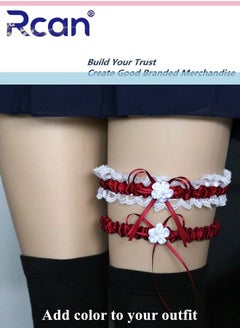 اشتري 2 Pack Lace Garter Bows Wedding Bridal Garter Fashion Leg Accessories Leg Rings for Girls and Women في السعودية