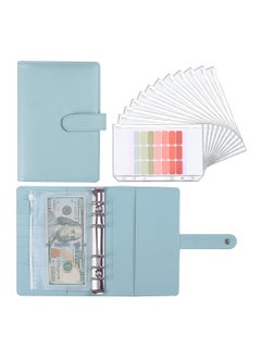 اشتري A6 Budget Binder with 12 Clear Envelope Organizing Zippered Storage Pockets PU Leather Notebook Binder for Financial Management and Students في السعودية