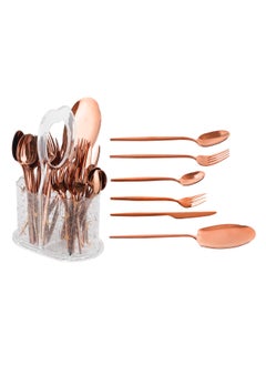 Buy LIFE SMILE Cutlery Set, 18/10 Pure Stainless Steel Flatware Set with Stand, Rust Proof & Fade Proof Dinnerware Set (SHINE ROSE GOLD, 63 Pieces) in UAE