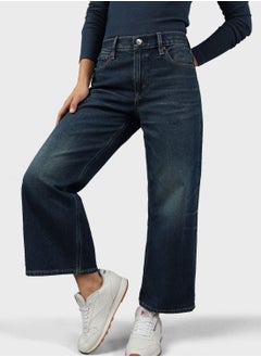 Buy High Waist Wide Leg Cropped Jeans in UAE