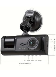 اشتري 3 Channel Dash Cam, Dashcam Three Way Triple Car Camera with IR Night Vision,  Loop Recording & 2" IPS Screen 1080P Dash Cam Front and Rear Inside, (2 camera with 32G) في الامارات