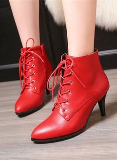 Buy Ankle Boots With Pointed Heels Red in UAE