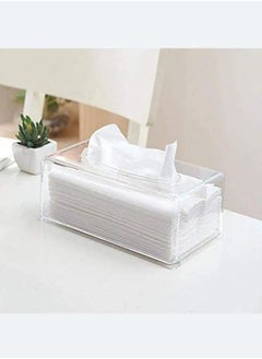 Buy Clear Acrylic Facial Tissue Box Napkin Disposable Paper Holder Decorative Rectangular Dispenser for Kitchen Office Room Bathroom Bedroom Dresser Countertop Desk and Car in UAE