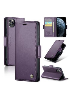 Buy Flip Wallet Case For Apple iPhone 11 Pro Max, [RFID Blocking] PU Leather Wallet Flip Folio Case with Card Holder Kickstand Shockproof Phone Cover (Purple) in UAE