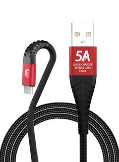 اشتري USB C Cable 5A Fast Charging Cord Nylon Braided USB Type C Charger Compatible For Samsung S21 S20 Note 20 10 9 Huawei P30 P20 Lite Mate 20 Pro P20 LG G5 G6 Xiaomi Mi 11 Ultra A2 Mi 9 etc 1 Meter Red في الامارات