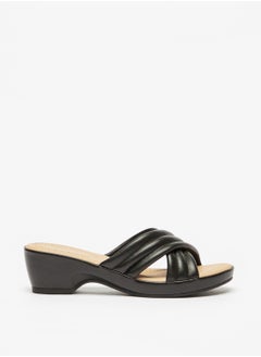 اشتري Womens Cross Strap Slip On Sandals With Block Heels في السعودية