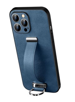 اشتري Compatible with iPhone 12 Pro/Max Case Ring Kickstand Strap Luxury Leather Business Vintage Slim Non-Slip Soft Grip Shockproof Cover for Men Women Gift Phone Case Blue في السعودية