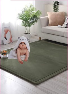 Buy Nursery Rug Coral Velvet Crawling Rugs Mat Area Rugs Play Crawling Mat for Toddler Children Play Mat Yoga Mat Exercise Pads Carpet Deep Green 150*200 in Saudi Arabia