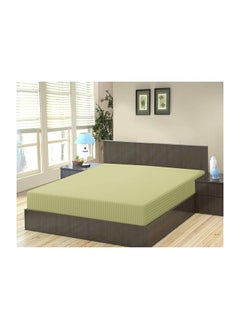 Buy Stripe Microfiber Olive Fitted Sheet King 180 x 200 cm in UAE