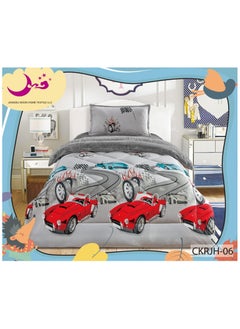 Buy Comforter Set Soft Velvet Winter Bedspread lined With fur With Children's Drawings, 3 pieces, Single size in Saudi Arabia