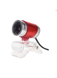 Buy HD Computer Webcam with Absorption Microphone for Skype Android TV Rotate Webcam Webcam for PC White/Red in UAE