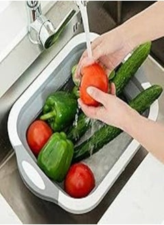 اشتري Multifunctional 4 in 1 Plastic Foldable Chopping Ourmah - Collapsible Dish Tub - Vegetable - Fruit Washing - Drain Basket with Plug - Collapsible Wash Basin - Serving Tray - Now for DIY Pegui Bell في مصر