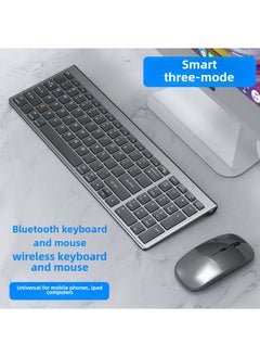 Buy 1 x 5 pcs Slim Bluetooth 2.4G Triple-Mode Keyboard Mouse Combo with Numeric Keypad Black in Saudi Arabia