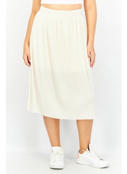 Buy Women Sportswear Fit Embroidered Logo Midi Skirt, Cream in UAE