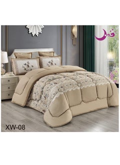 Buy Comforter Set a Royal Soft and Comfortable Bedspread 6 pieces Two Sheets Two Sides One Floral Face and one Plain face in Saudi Arabia