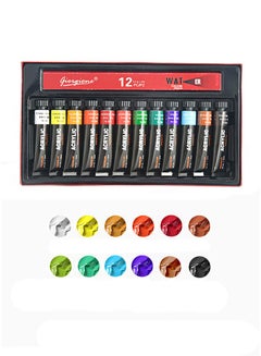 Buy Acrylic Paint Set, 12 Colors, Artist Quality, Non-Toxic Rich Pigment Colors, Suitable for Kids Adults Professional Canvas Wood Clay Fabric Crafts Painting (12ml Each) in Saudi Arabia