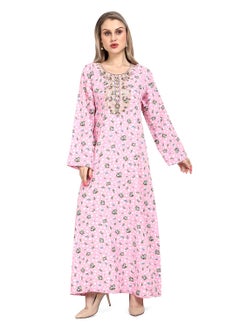 Buy FLORAL PRINTED AND ELEGANT EMBROIDERD ARABIC KAFTAN JALABIYA DRESS in Saudi Arabia