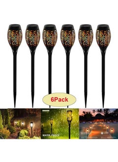 Buy 6-Piece Solar Torch Lights With Flickering Flame, Fire Effect Garden Light, Auto On/Off Dust To Dawn, Outdoor Waterproof Landscape Decoration, Solar Powered Security Torch Light For Patio in Saudi Arabia