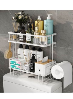 Buy Bathroom Over Toilet Storage Shelf, Bathroom Organizer, Above Storage Cabinet Restroom Paper Holder, No Drilling Space Saver with Wall Mounting Design (White) in Saudi Arabia