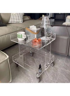 Buy Original Acrylic Side Table,Clear Table with Wheels,rolling storage cart,Acrylic Bedside Tables/Night Stand - 41×34×48H cm in Saudi Arabia