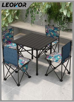 Buy 5-Piece Outdoor Camping Folding Chairs and Tables Set,1 Table and 4 Folding Chairs with Storage Bag for Camping, Picnic, Travel, BBQ in Saudi Arabia