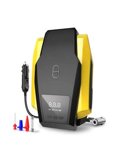 اشتري Tire Inflator Portable Air Compressor Pump for Car Tires up to 50 PSI 12V DC Bikes 150 w LED Light Digital Pressure Gauge Model ATJ-1166 Yellow VL701 في الامارات