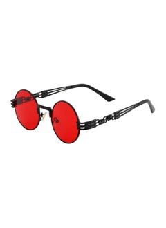 اشتري Sunglass, BUKELA Round Steampunk Retro Metal Circle Frame John Lennon Hippie Glasses Clip On Sunglasses Steampunk Style and Round Mirrored Lens Dollger Vintage Slender for Men Women, Red في السعودية