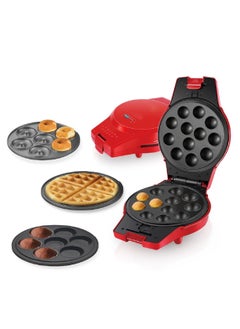 اشتري 4 In 1 Donut Waffle Cake pop and Brownie Maker 1000 W NL 4M 1566RD Red في الامارات