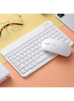 اشتري Bluetooth Keyboard and Mouse Combo Ultra-Slim Portable Compact Wireless Mouse Keyboard Set for IOS Android Windows Tablet Phone iPhone iPad Pro Air Mini (White) في الامارات