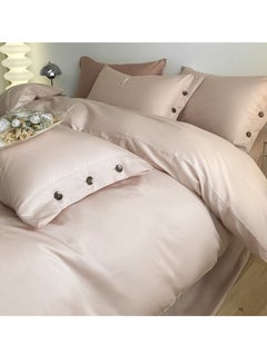 Buy Bed Cover Set, Soft Luxurious Pure Bedsheet Set, Long-staple Cotton Simple Solid Color Bed Sheet Quilt Cover Bedding Twill Cotton Set, ( cream pink, 2.0m bed sheet four-piece set) in Saudi Arabia