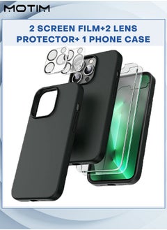 Buy iPhone 14 Pro Max Case 5 in 1 Military-Grade Drop Protection Silicone iPhone 14 Pro Max Phone Case Soft Cover Shockproof Slim Cover +2 Lens Protector +2 Screen Film in UAE