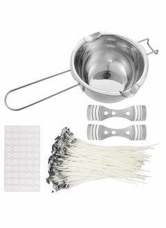 اشتري DIY Candle Making Kit Supplies - Double Spouts Boiler Pot, 100pcs 20cm Candle Wicks, 100pcs Candle Wicks Sticker and 2pcs 3-Hole Candle Wicks Holder في السعودية