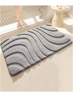 Buy 1-Piece Bathroom Non-Slip Rug Mat Water Absorption Mat Flocking Grey 60x40 Centimeter in UAE