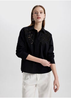 اشتري Oversize Fit Shirt Collar Poplin Long Sleeve Shirt في الامارات