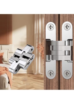 اشتري Concealed Door Hinge, 180-degree M60x13 Folding Door Concealed Door Screen Hinge Concealed Door zinc Alloy Hinge Stainless Steel Cross Hinge (2 Pieces) في السعودية